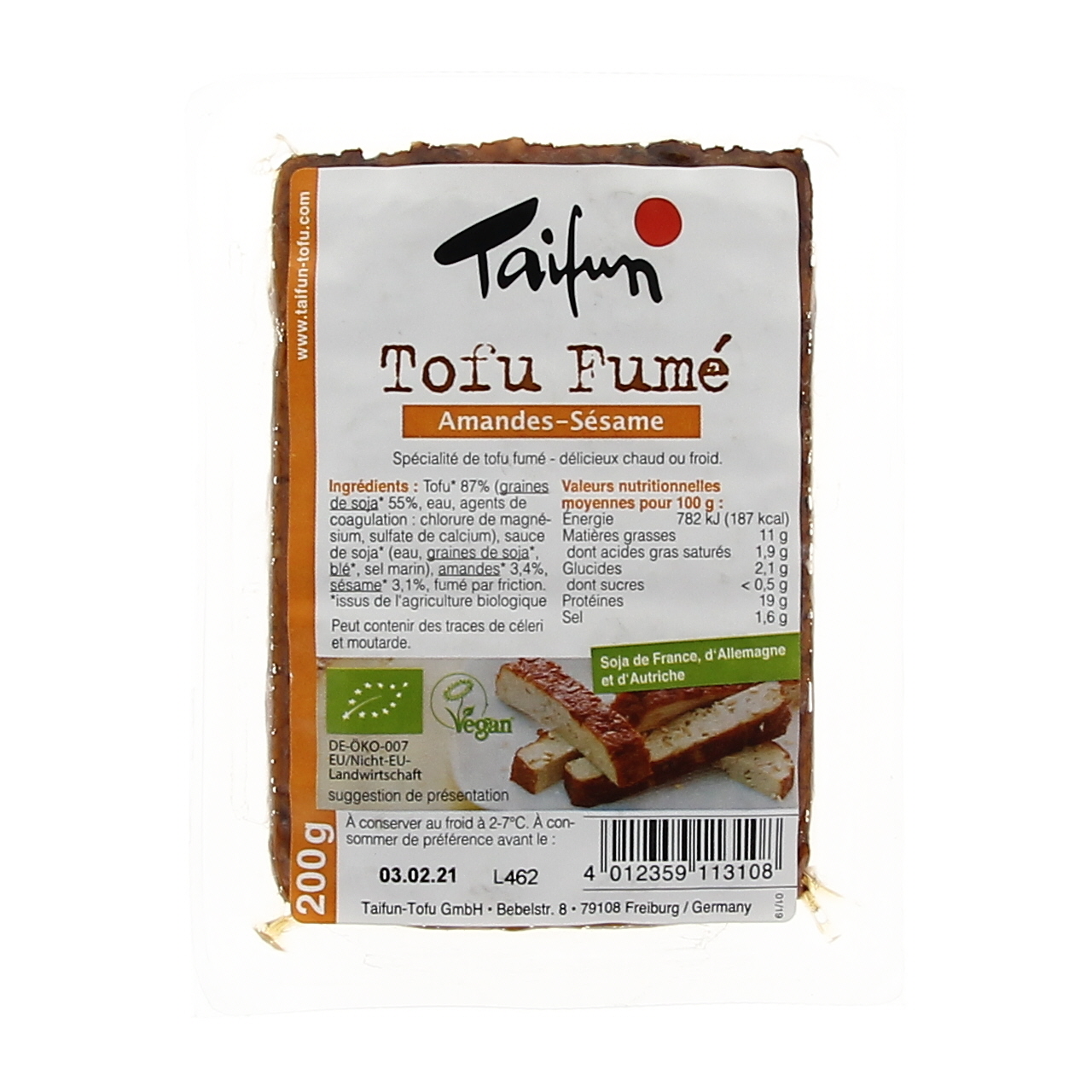 Tofu fumé amande & sésame - Bio - Galeries Gourmandes